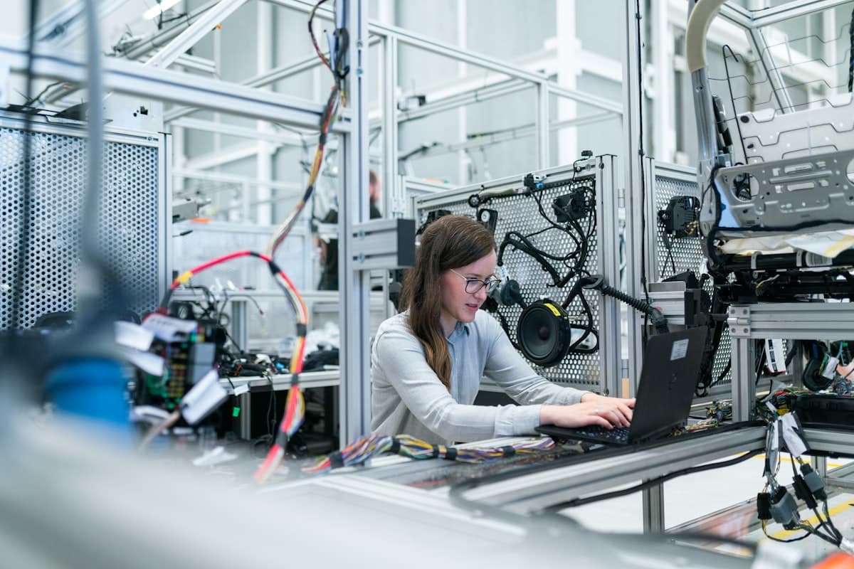 Engineer inspecting components on the shop floor